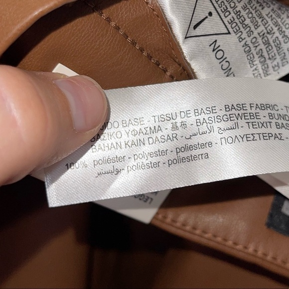 NWT ZARA Camel High Rise Faux Leather Ankle Zip Leggings XS - Picture 10 of 10